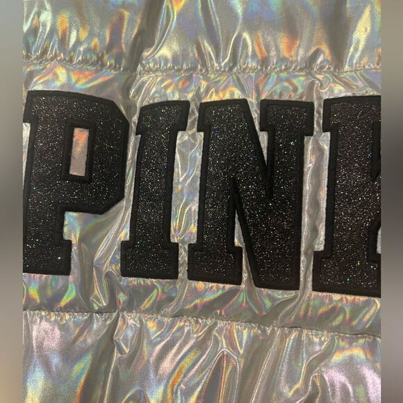 Limited release PINK Victoria’s Secret holographic puffer jacket sz S - Picture 5 of 6